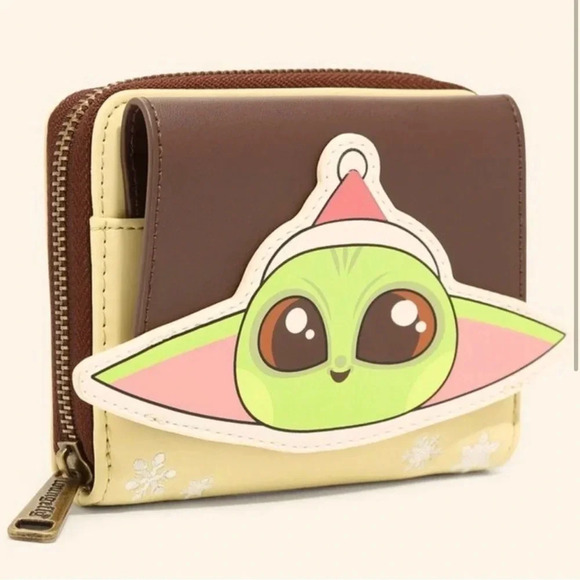 Loungefly Star Wars The Mandalorian The Child Holiday Small Zip Wallet - Picture 1 of 5